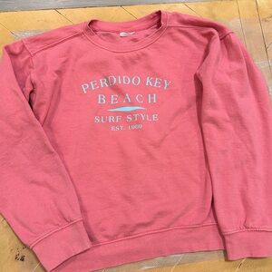 Youth L Perdido Key Beach Surf Style Pink Crewneck Sweatshirt 14-16